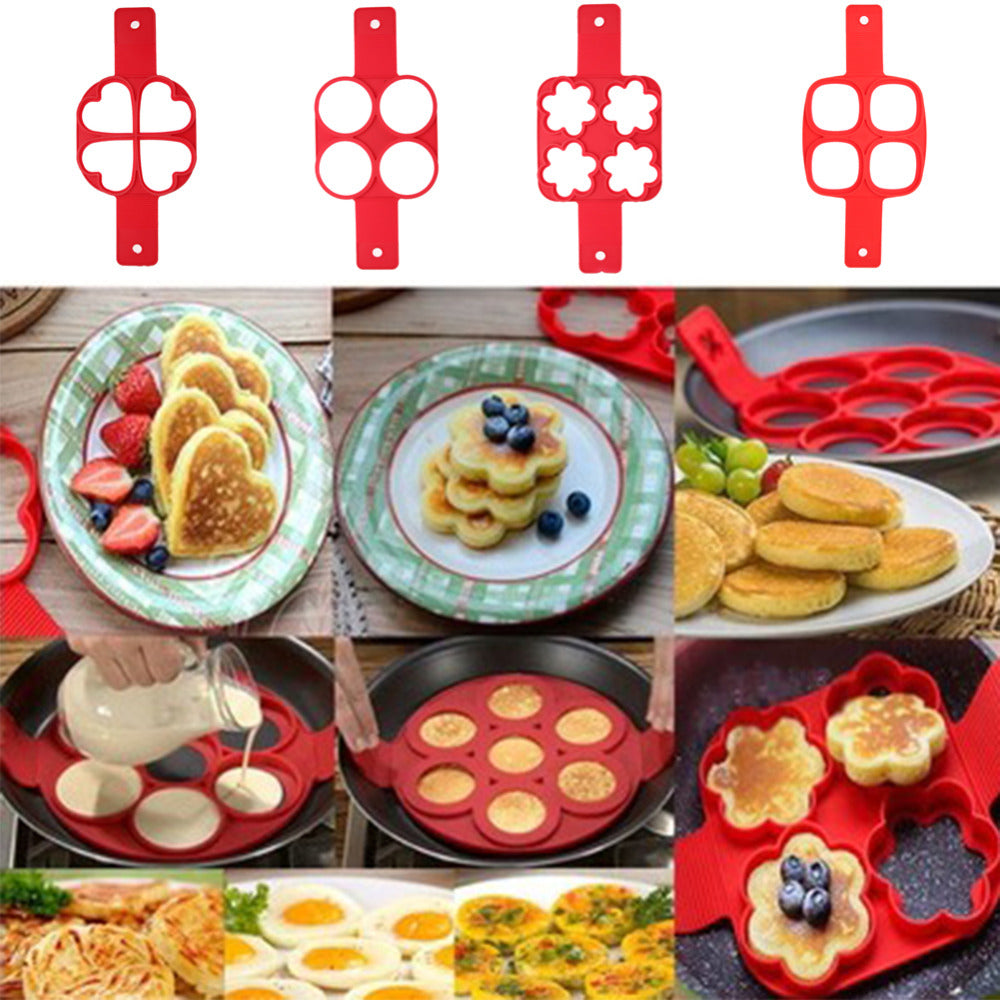 Perfect Pancake maker Egg cheese bread bakeware 7 Cavity non-stick Flippin Fantastic Silicone Pancake Mold Pastry Tools