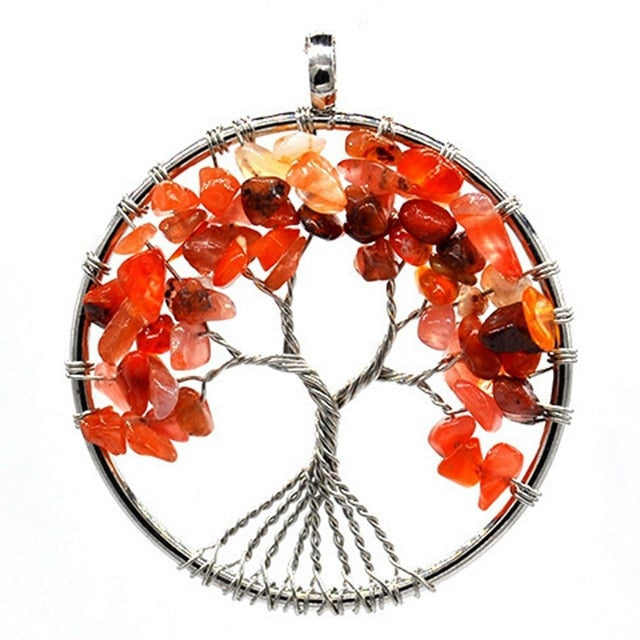 Beauthifiul Natural Stone Tree of Life in quartz  Pendant Necklace for Women  Reiki Jewelry